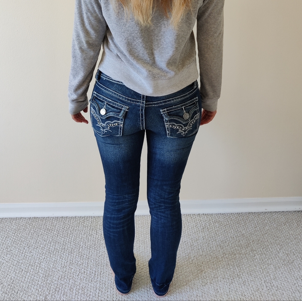 Vigold Low Rise Rhinestone Skinny Jeans - Picture 9 of 9